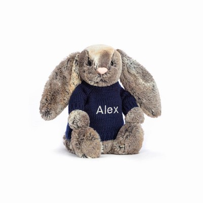 Jellycat Bashful Cottontail Conejo with Navy Jumper | QJHE-84270